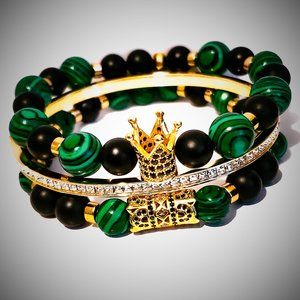 Green ” Earned” Stripes set - Malachite and Onyx